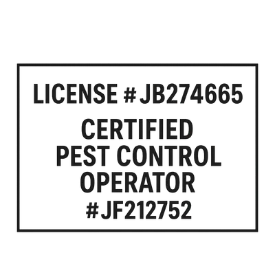 Certified Pest Control Operator License #JB274665 #JF212752